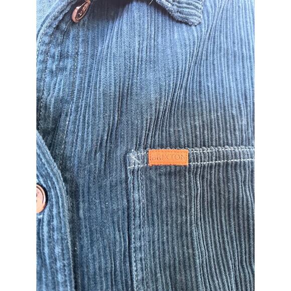 Brixton Survey Chore Coat Women's L Teal Blue Corduroy Pockets Shacket Fall - Picture 4 of 9